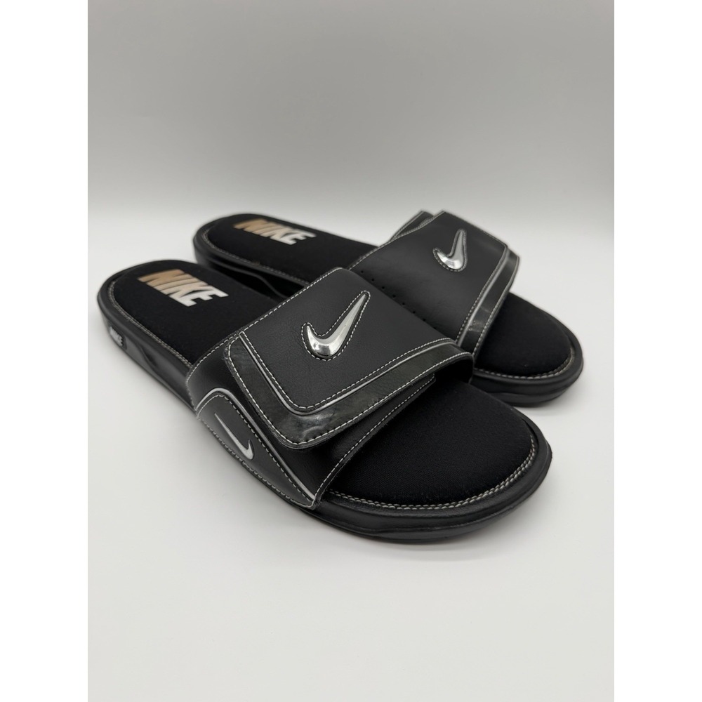Nike Comfort Slide 2 Black Silver Metallic Sandals 415205-002 Men's Size 13